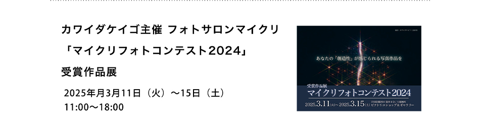 PICTORICO SHOP&GALLERY カワイダケイゴ主催 フォトサロンマイクリ 「マイクリフォトコンテスト2024 受賞作品展」